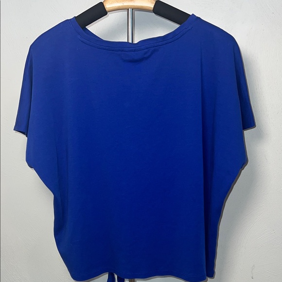 Chico's Royal Blue Short Sleeve Top with Tie - Picture 3 of 7